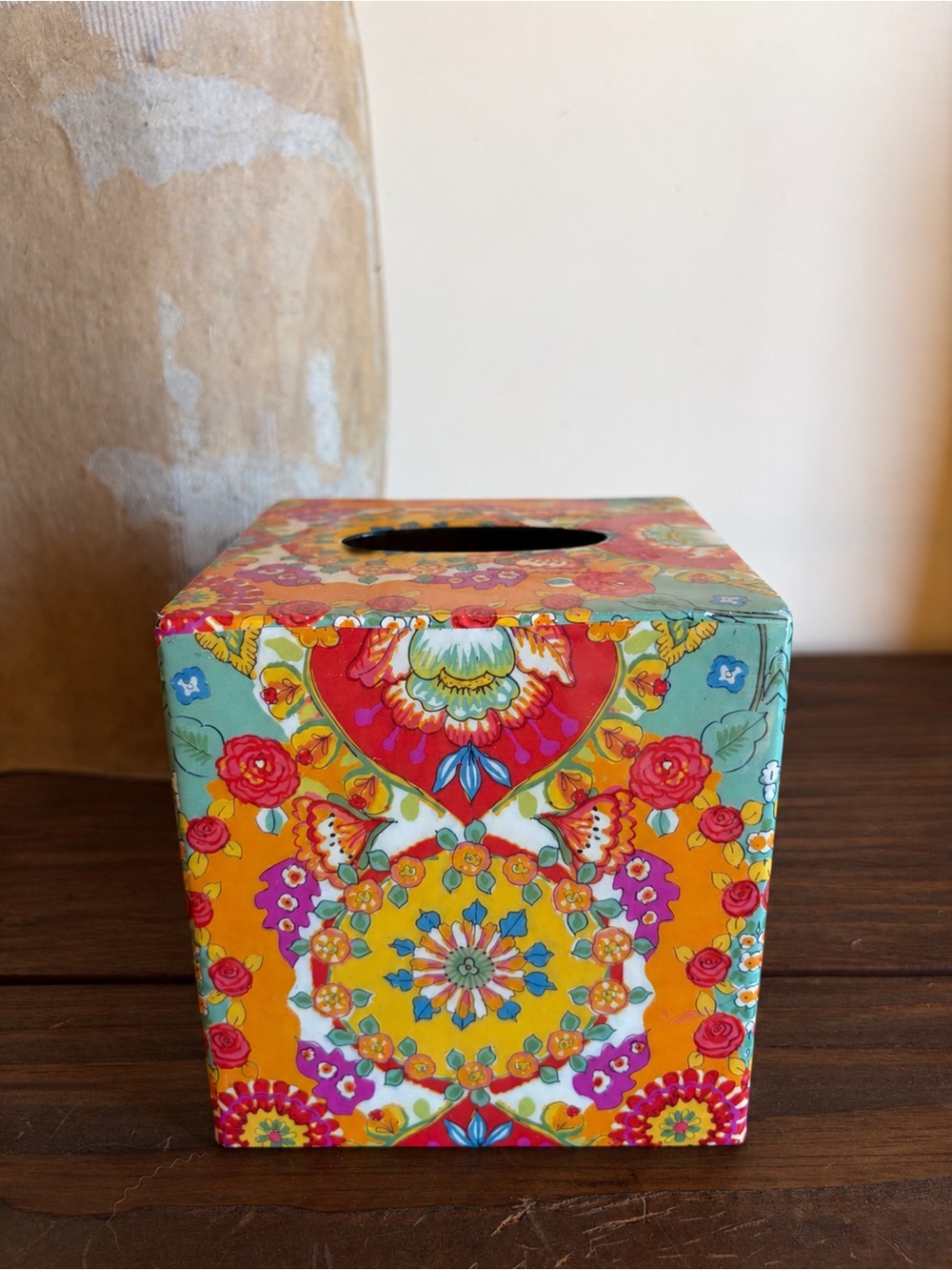 Colorful Floral Boho Tissue Box Cover